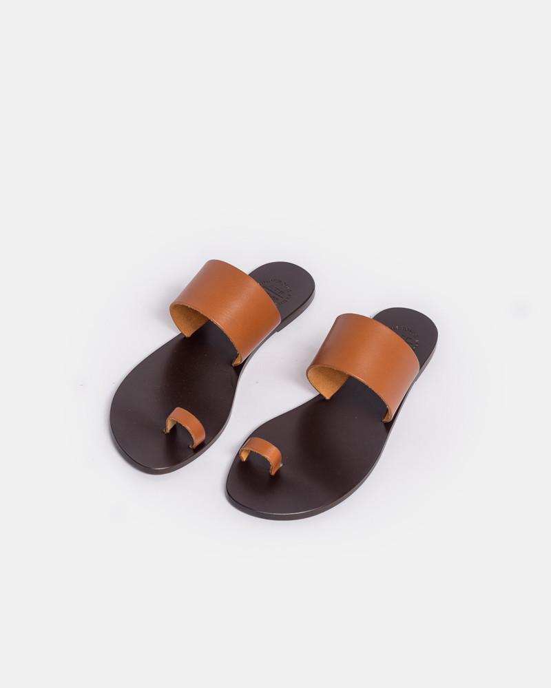 Astrid Flat Sandal in Dark Natural minimal theme fashion