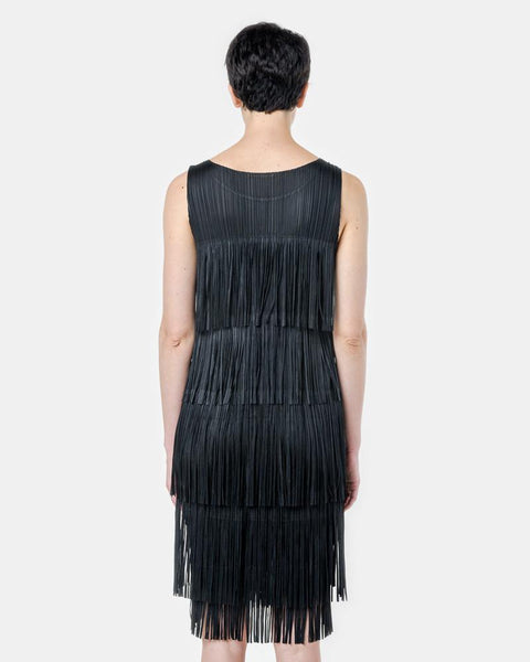 JH796 Fringe Dress in Black by Issey Miyake Pleats Please at Mohawk General Store