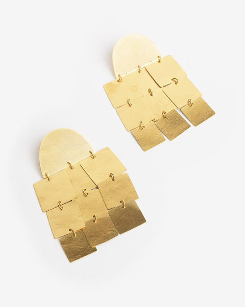 Cubes Chandelier Earring in Gold by Annie Costello at Mohawk General Store