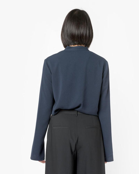 Savanna Crepe V-Neck Tie Top in Midnight Navy by Tibi at Mohawk General Store - 5