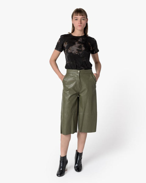 Faux Leather Shorts in Olive by MM6 Maison Margiela at Mohawk General Store