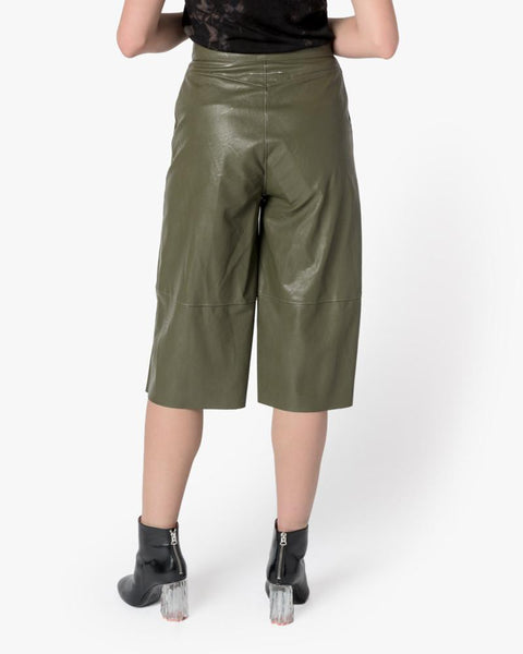 Faux Leather Shorts in Olive by MM6 Maison Margiela at Mohawk General Store