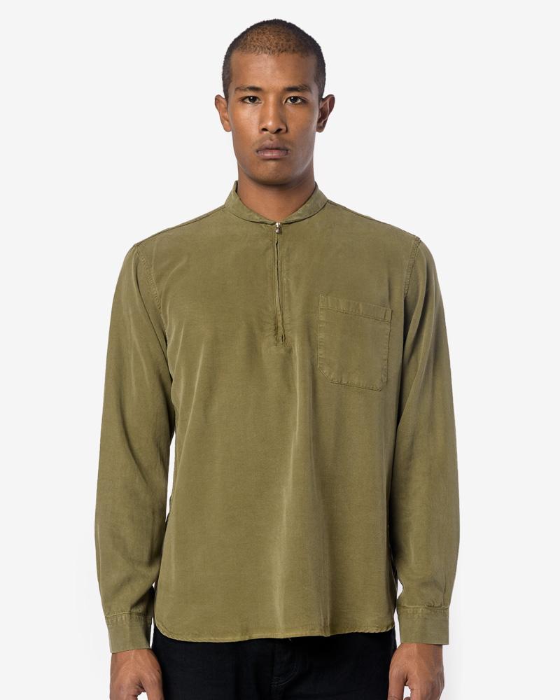 Shawl Zip Shirt in Liquid Grass – minimal-theme-fashion