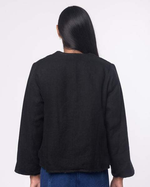 Tommy Jacket in Black Wool Linen