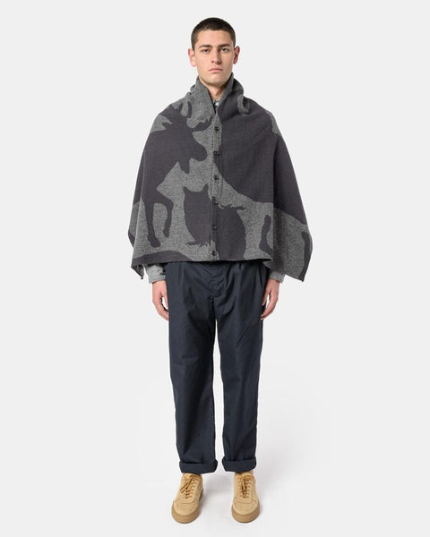 Button Shawl in Grey Animal Print by Engineered Garments at Mohawk General Store