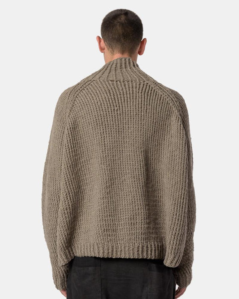 Hand-knitted Turtle Neck Sweater #31 in Natural Grey