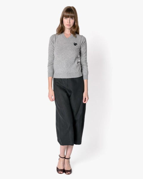 V-Neck Sweater in Grey by Comme des Garçons PLAY at Mohawk General Store