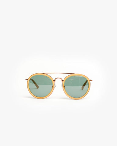 Sunglasses in Rust/Rust/Green by Dries Van Noten x Linda Farrow at Mohawk General Store