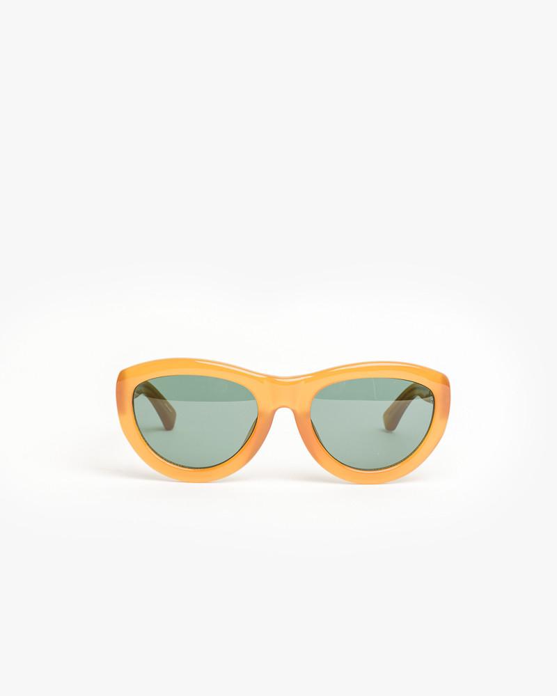 Sunglasses in Rust/Silver/Green by Dries Van Noten x Linda Farrow at Mohawk General Store