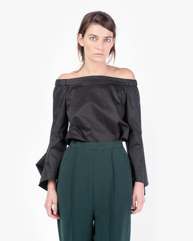 Satin Popline Off-the-shoulder Tunic in Black by Tibi at Mohawk General Store