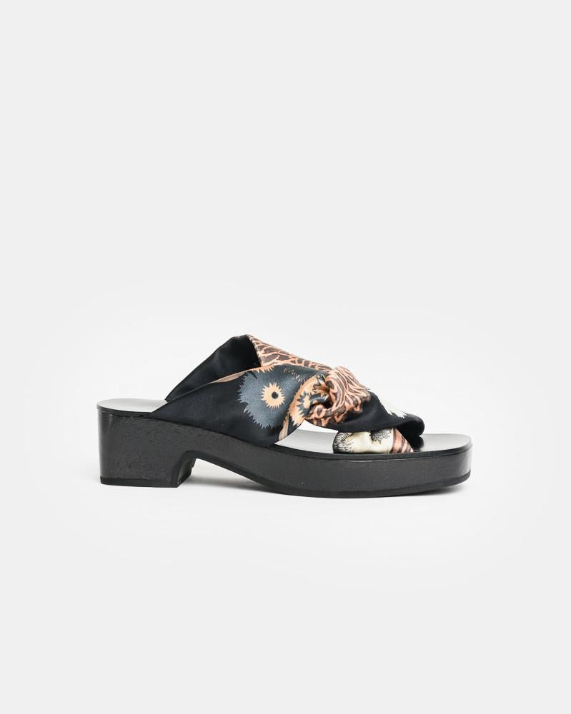 靴 DRIES VAN NOTEN LADIES SANDALS QU603 Dries Van Noten Snake-Embossed Leather Thong Platform