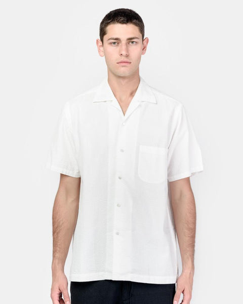 Seersucker Camp Shirt in White by SMOCK Man at Mohawk General Store