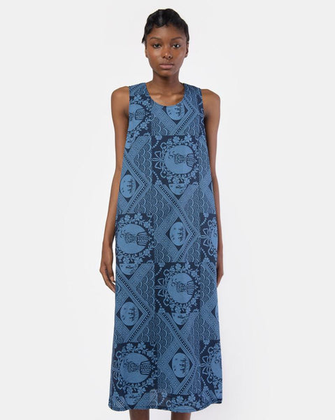 Sun Dress in Blue/Navy Ethnic Print by Engineered Garments FWK at Mohawk General Store