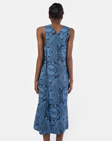 Sun Dress in Blue/Navy Ethnic Print by Engineered Garments FWK at Mohawk General Store
