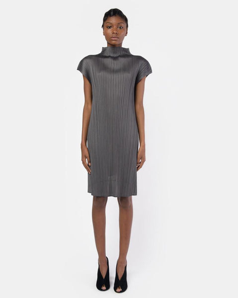 Mock Neck Sleeveless Top in Grey by Issey Miyake Pleats Please at Mohawk General Store