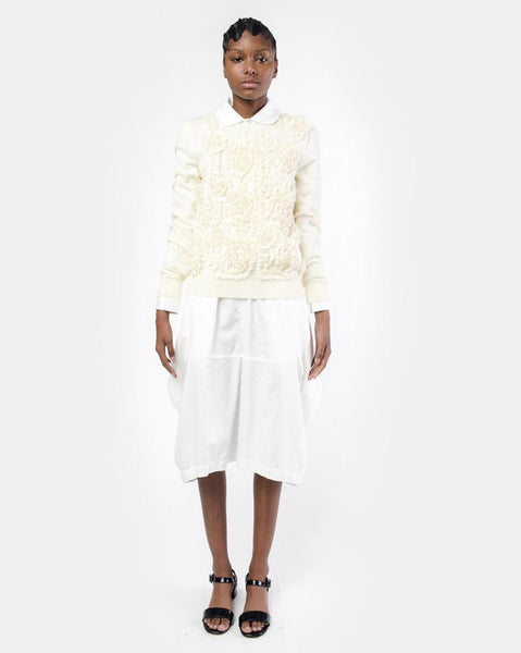 S2N009 Long Sleeve Ruffle Top in Cream Comme Des Garcons Mohawk General Store