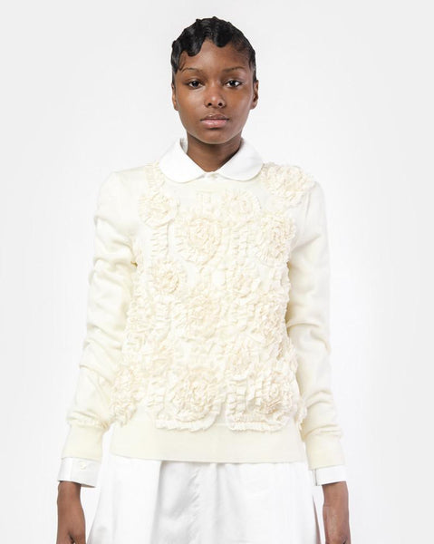 S2N009 Long Sleeve Ruffle Top in Cream Comme Des Garcons Mohawk General Store