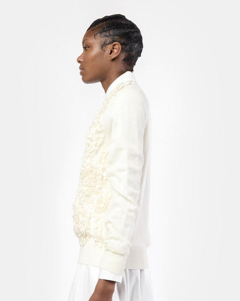 S2N009 Long Sleeve Ruffle Top in Cream Comme Des Garcons Mohawk General Store