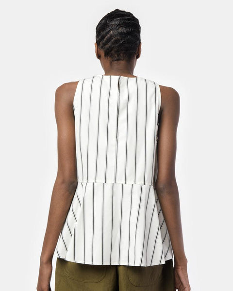 Penelope Ruffle Top in Black Venice Stripe by Yune Ho at Mohawk General Store