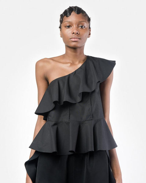 One Shoulder Top in Black by Yune Ho at Mohawk General Store