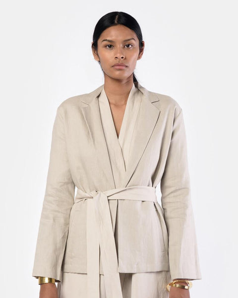 Coastal Blazer in Tan Linen by Jesse Kamm Mohawk General Store