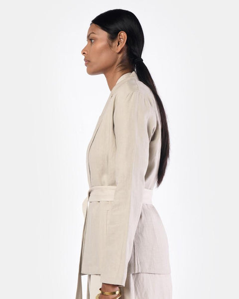 Coastal Blazer in Tan Linen by Jesse Kamm Mohawk General Store