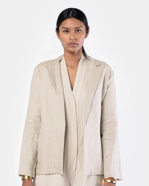 Coastal Blazer in Tan Linen by Jesse Kamm Mohawk General Store