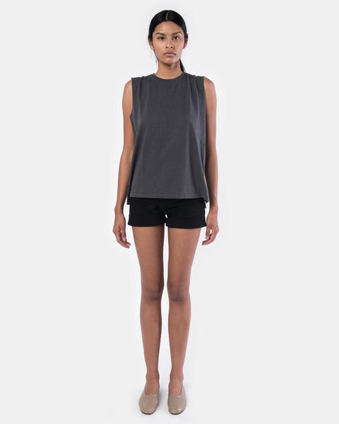 Cotton Vintage Single Jersey Muscle Tee in Charcoal by Chimala at Mohawk General Store