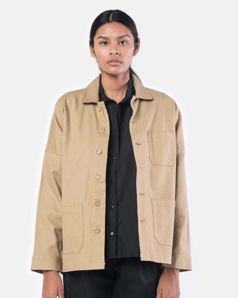 Drop Shoulder Panama Jacket in Sand – minimal-theme-fashion