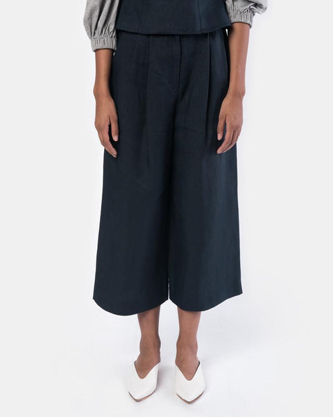 Hessian Linen Crop Pant in Navy by Tibi at Mohawk General Store