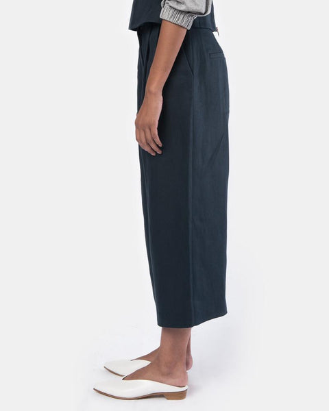 Hessian Linen Crop Pant in Navy by Tibi at Mohawk General Store