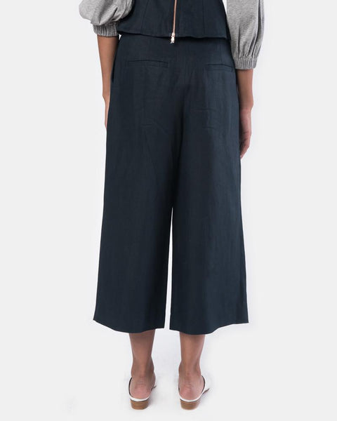 Hessian Linen Crop Pant in Navy by Tibi at Mohawk General Store
