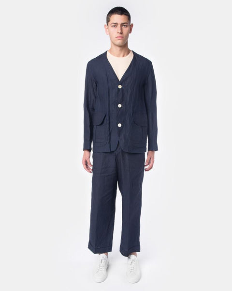 Linen Cardigan in Indigo Haversack - Mohawk General Store