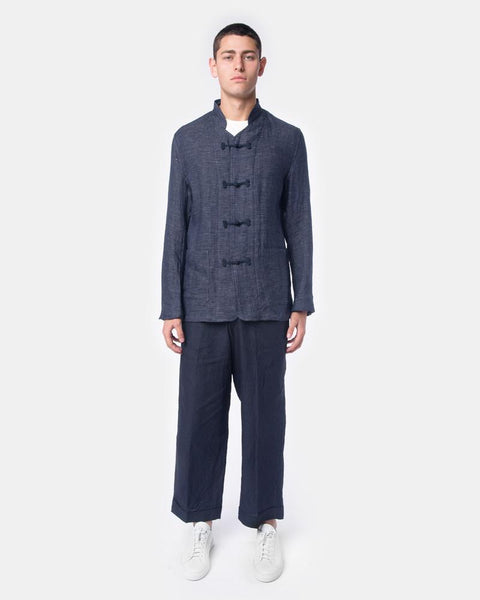 Linen Jacket with Frog Buttons in Indigo Haversack - Mohawk General Store