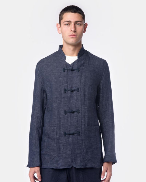 Linen Jacket with Frog Buttons in Indigo Haversack - Mohawk General Store