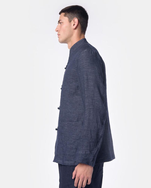Linen Jacket with Frog Buttons in Indigo Haversack - Mohawk General Store