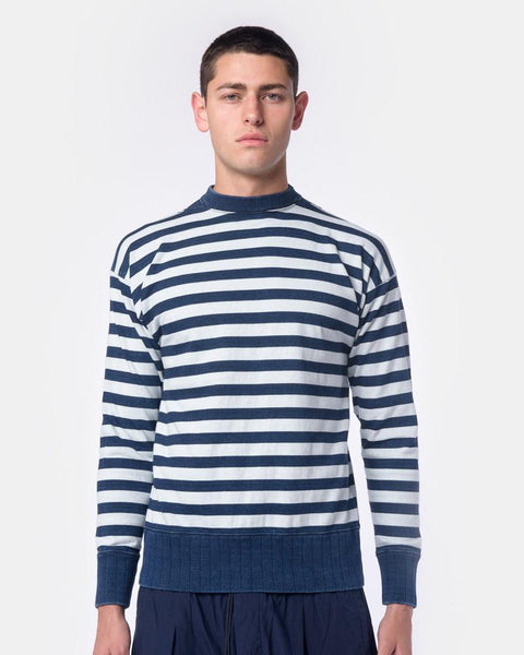 Cotton Stripe Sweatshirt in Indigo Stripe Haversack - Mohawk General Store