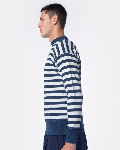 Cotton Stripe Sweatshirt in Indigo Stripe Haversack - Mohawk General Store