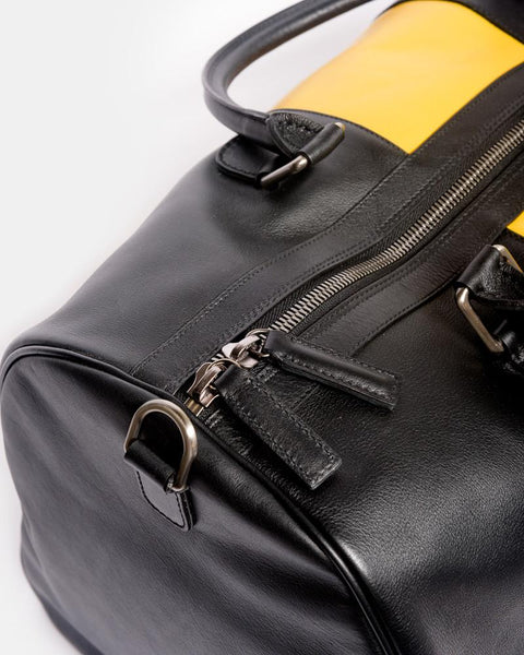 Boston Leather Bicolor Bag in Yellow/Black by Anderson's at Mohawk General Store