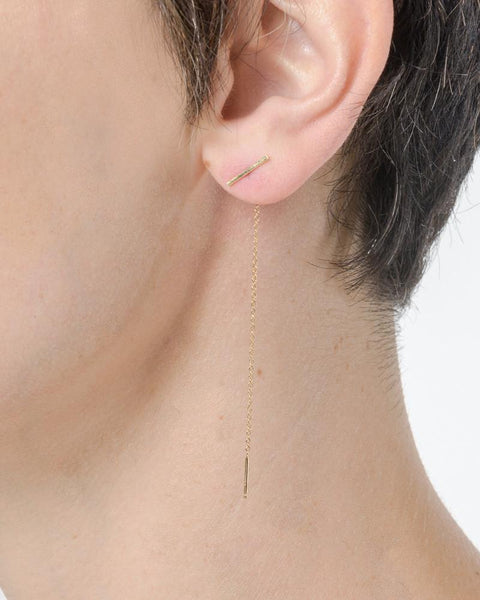 Staple and Chain Earring in 14K Gold by Kathleen Whitaker at Mohawk General Store