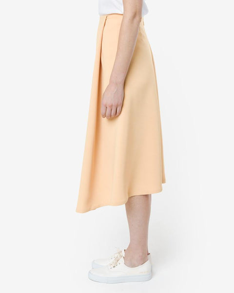 Stream Deep Pleated Midi Skirt in Yellow by Kaarem at Mohawk General Store