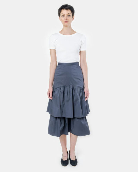 Cala Two Tier Skirt in Navy Cotton by Maryam Nassir Zadeh at Mohawk General Store