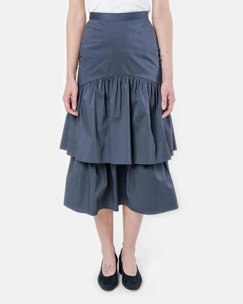 Cala Two Tier Skirt in Navy Cotton by Maryam Nassir Zadeh at Mohawk General Store