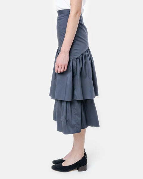 Cala Two Tier Skirt in Navy Cotton by Maryam Nassir Zadeh at Mohawk General Store