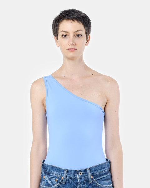 Arta One Shoulder One Piece in Blue Lycra by Maryam Nassir Zadeh at Mohawk General Store