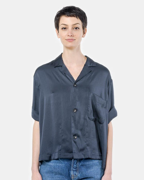 Boyfriend Pajama Shirt in Navy by SMOCK Woman at Mohawk General Store
