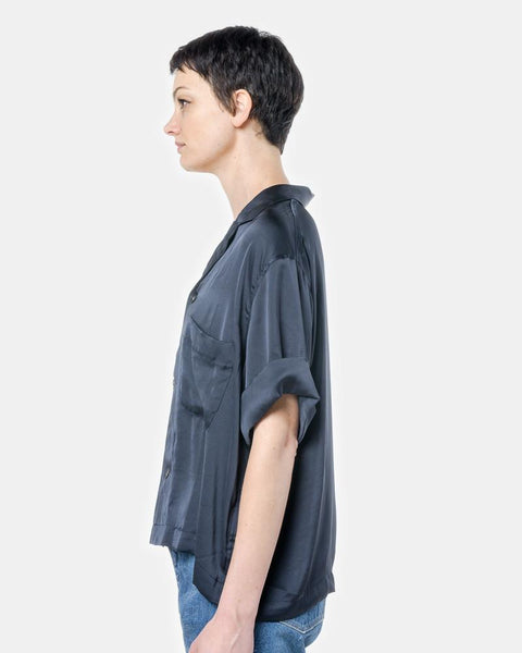 Boyfriend Pajama Shirt in Navy by SMOCK Woman at Mohawk General Store