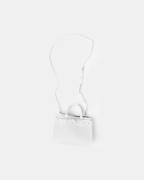 Mini Mini Sun Bag in White/Blue Calf by Mansur Gavriel at Mohawk General Store