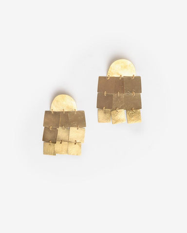 Cubes Chandelier Earring in Gold by Annie Costello at Mohawk General Store