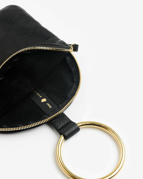 Medium Pouch in Black with Brass Wrist Ring by Otaat / Myers Collective at Mohawk General Store